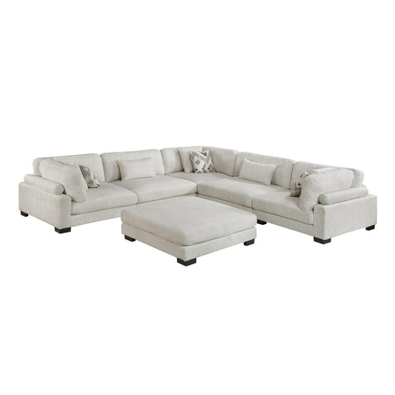 Lexicon Corydon Microfiber 6-Piece Modular Sectional with Ottoman in Beige