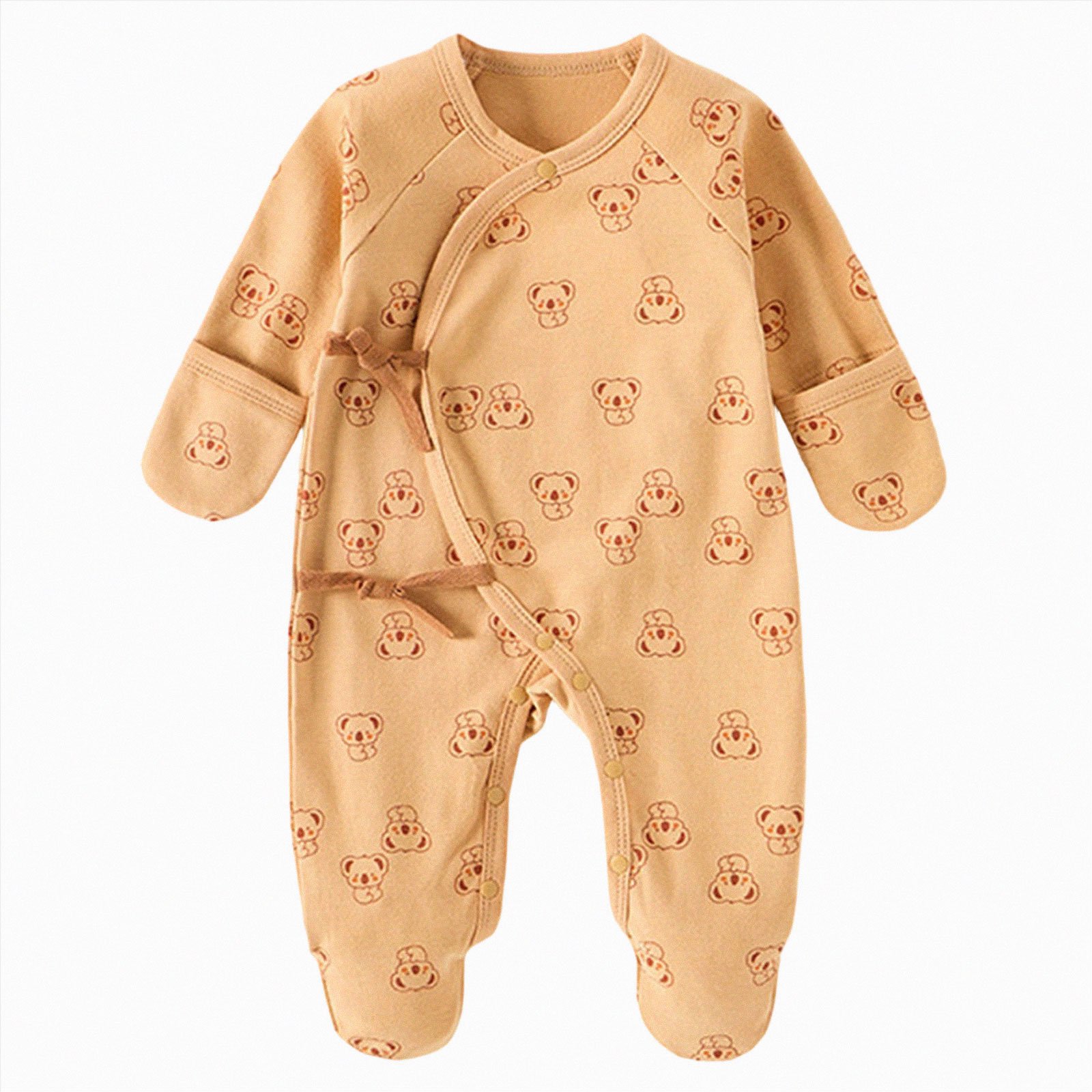 Newborn Baby Cute Bear Patched Onesie Unisex Long Sleeve Clothes Baby Boy s Girl s Outfits
