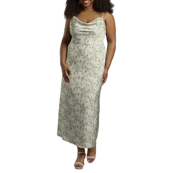 David’s Bridal, The Edit by DB Studio Women's Formal Cowl Neck Sheath Dress, Ankle Length, Charmeuse