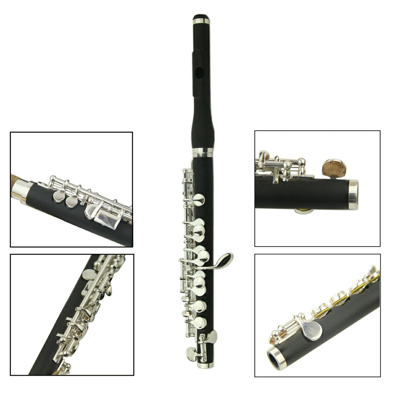 Plated Key of C Piccolo Flute Instruments with Storage Case Cleaning Cloth Screwdriver Cover Student Kids Gifts