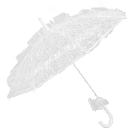 Masteelf White Bridal Umbrella with Elegant Lace for Wedding Decoration and Photo Props Small Size
