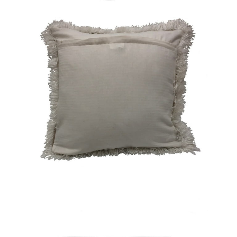 White shag cheap throw pillow