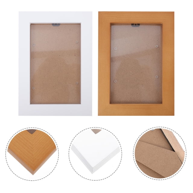 ORDDIART 2pcs Simple Design Picture Frame Kit Glass Display Photos Office Decor White