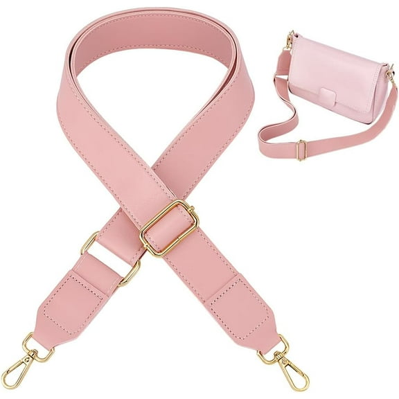 Adjustable Purse Strap 32.6~54 inch Handbag Strap 1.5 Inch Wide Pink Leather Crossbody Strap Replacement Handle for DIY Women Messenger Bags Shoulder Bags Golden Buckles