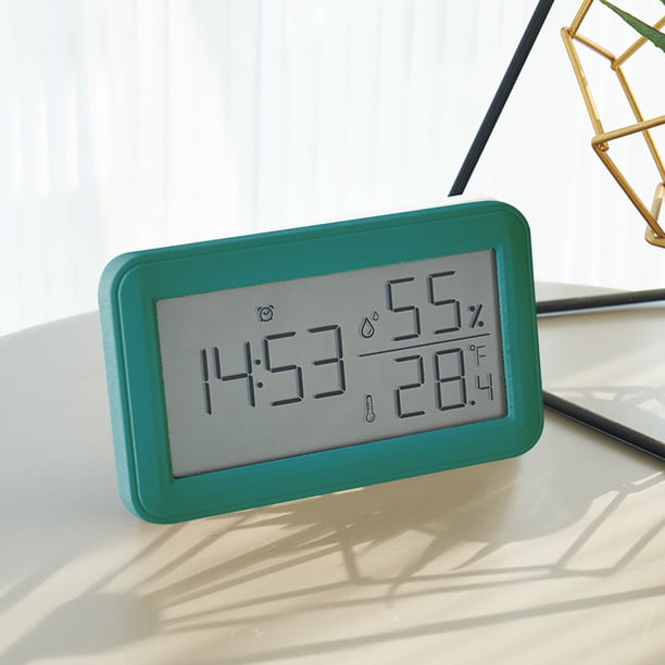 Reloj despertador digital con pantalla LCD, termómetro, higrómetro, monitor digital de temperatura y humedad, alarma con función de repetición y reloj inteligente, calendario y reloj electrónico.