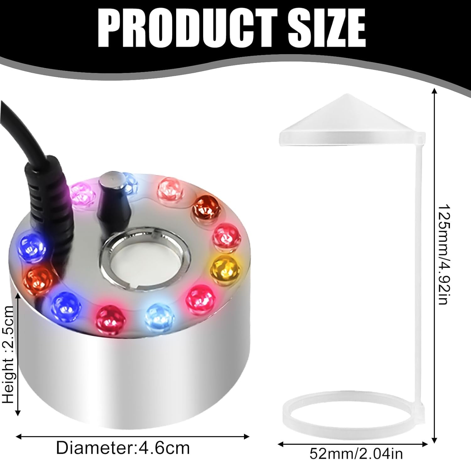 SONGAUN 24V Ultrasonic Mist Maker Fogger Halloween Witch Light with Power Adapter, 12 LED Mister Fogger, Ultrasonic Mist Maker Set, Mini Mist Maker,Mini Fog Atomizer, Pond Fog Atomizer (UK Plug)