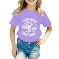 thumbnail image 1 of Hauts et T-Shirts pour Filles, Col Rond avec Lettres, Manches Courtes, Ajustement Confortable pour Usage Quotidien, Style Printemps Été pour Jeunes Filles, 1 of 3
