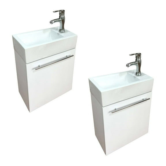 Renovators Supply Bathroom Vanity w/Sink 17-3/4" Small Bathroom Sink Vanity w/Overflow, Faucet, Sink Drain and Towel Bar, Pack of 2