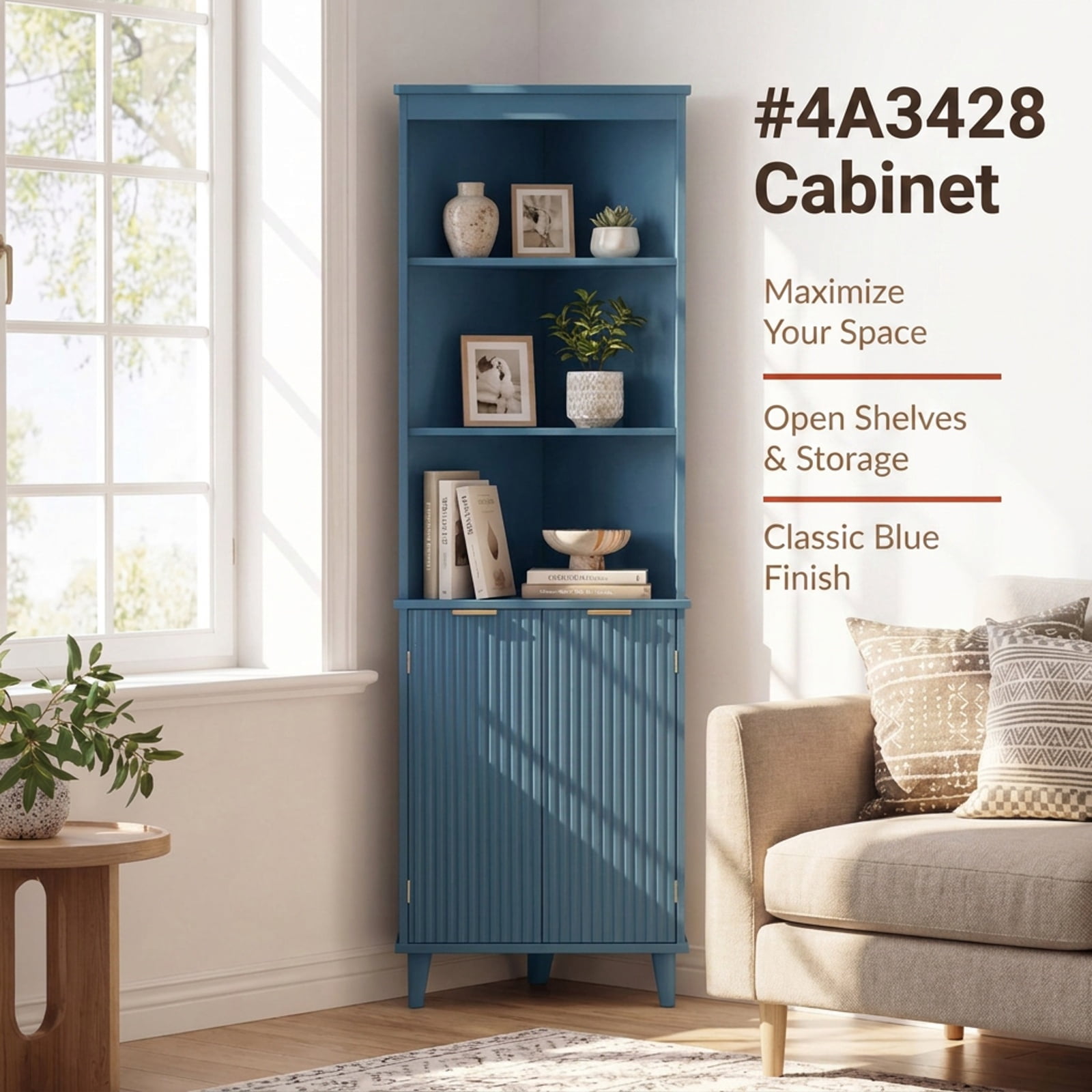 Vebreda Freestanding Bathroom Storage Cabinet, 68 Inch Tall Bathroom Floor Storage Cabinet with Fluted Doors, Space-Saving Design