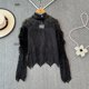thumbnail image 3 of Camisa de empalme de encaje coreano para mujer, Top informal ajustado, camisa blanca y negra a la moda, primavera y otoño, 2024, 3 of 5