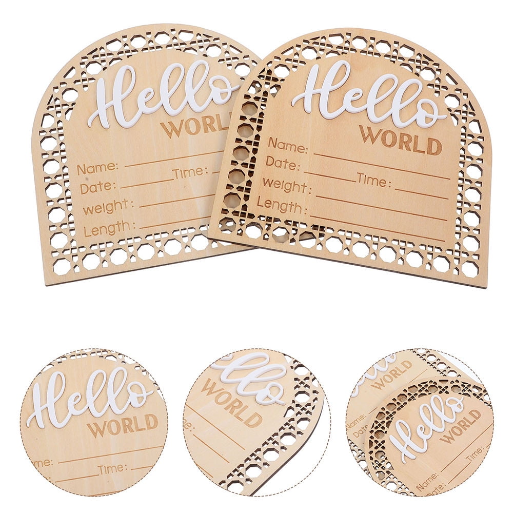 Masteelf 8 pcs Baby Announcement Sign Wood Announcement Sign Newborn Welcome Sign Wooden Baby Name Announcement Sign for Nursery Photo Prop
