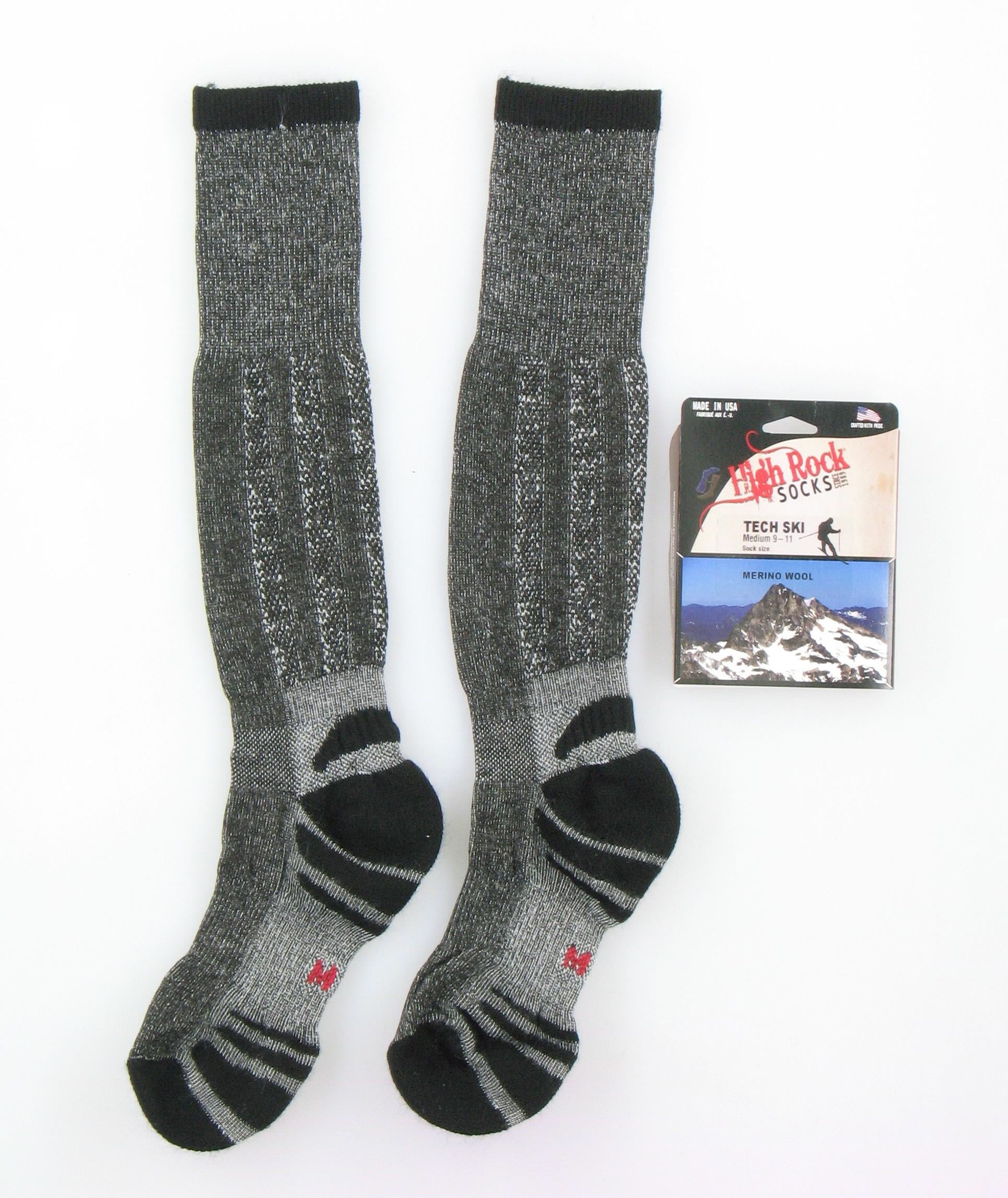 New Pair of Merino Wool High Rock Tech Ski Socks Charcoal