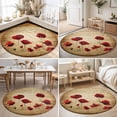thumbnail image 4 of Small Round Rug 3Ft, Red Poppy Flowers Non-Slip Washable Circle Rugs Carpet, Vintage Country Floral Plant Indoor Outdoor Rug Floor Mats Throw Runner for Bedroom Living Room Bathroom, 4 of 8