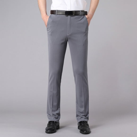 Pisexur Mens Dress Pants Ultimate Performance Pleated Chino Pants Dress Pants for Men Non-Iron Fabric, Stretch Lightweight Twill Men's Pants Gray,29