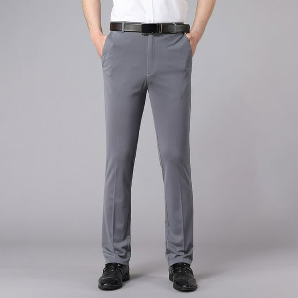 Pantalones de traje de color liso para hombre, de negocios, informales, de moda, largos, para hombre