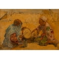 thumbnail image 2 of Alphons Leopold Mielich 14x11 Black Ornate Wood Framed Double Matted Museum Art Print Titled: Drumming Moroccan Buben (Study) (Around 1880-1900), 2 of 5