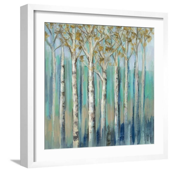 Art.com Birches at Dawn Art Print by Silvia Vassileva, White Frame Wall Art, 21" x 21"