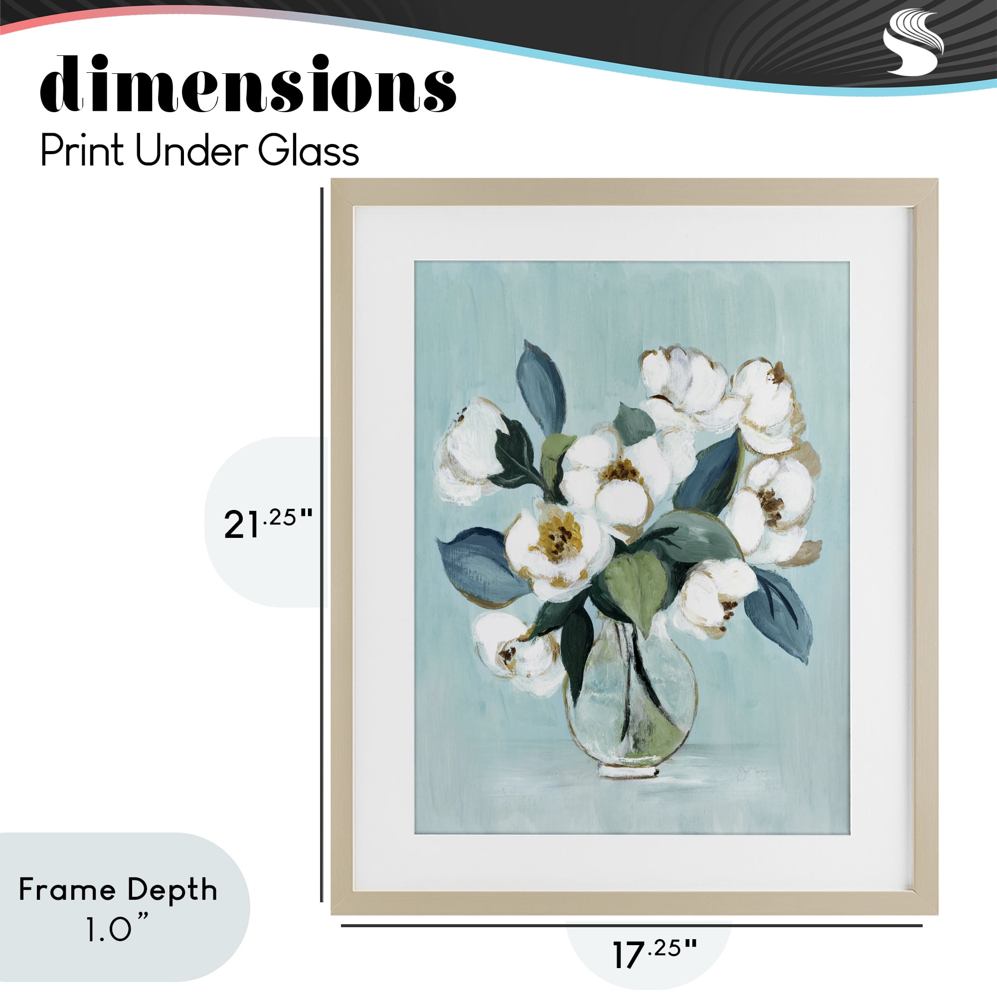 Stupell Industries Magnolia Arrangement over Blue Birch Framed Print Under Glass, design by Janet Tava