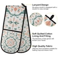 thumbnail image 2 of Yayeee Double Oven Mitt Kitchen Heat Resistant Baking 35" x7" Quilted Glove, Green Geometric Pattern, 2 of 6