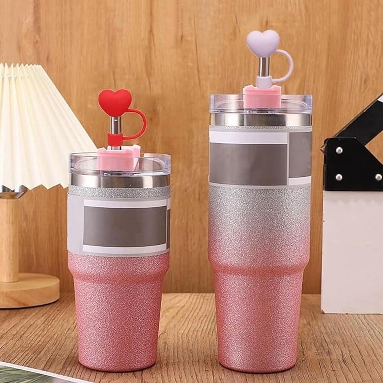 Pink Heart Straw Topper For Stanley Tumblers – Silicone Splash-Proof Cap For 30oz & 40oz Cups