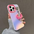 thumbnail image 1 of Pour iPhone 14 Pro Max Étui Effet Laser Mat PC+TPU avec Pendentif Cœur Perles - Rose, 1 of 5