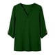 thumbnail image 5 of Mujeres 3/4 Manga de Verano Tops V Cuello Botonado Color Sólido Blusa, Camisetas Casuales de las Mujeres Suelto Ajuste Suave Respirable Primavera de Uso Diario, 5 of 8
