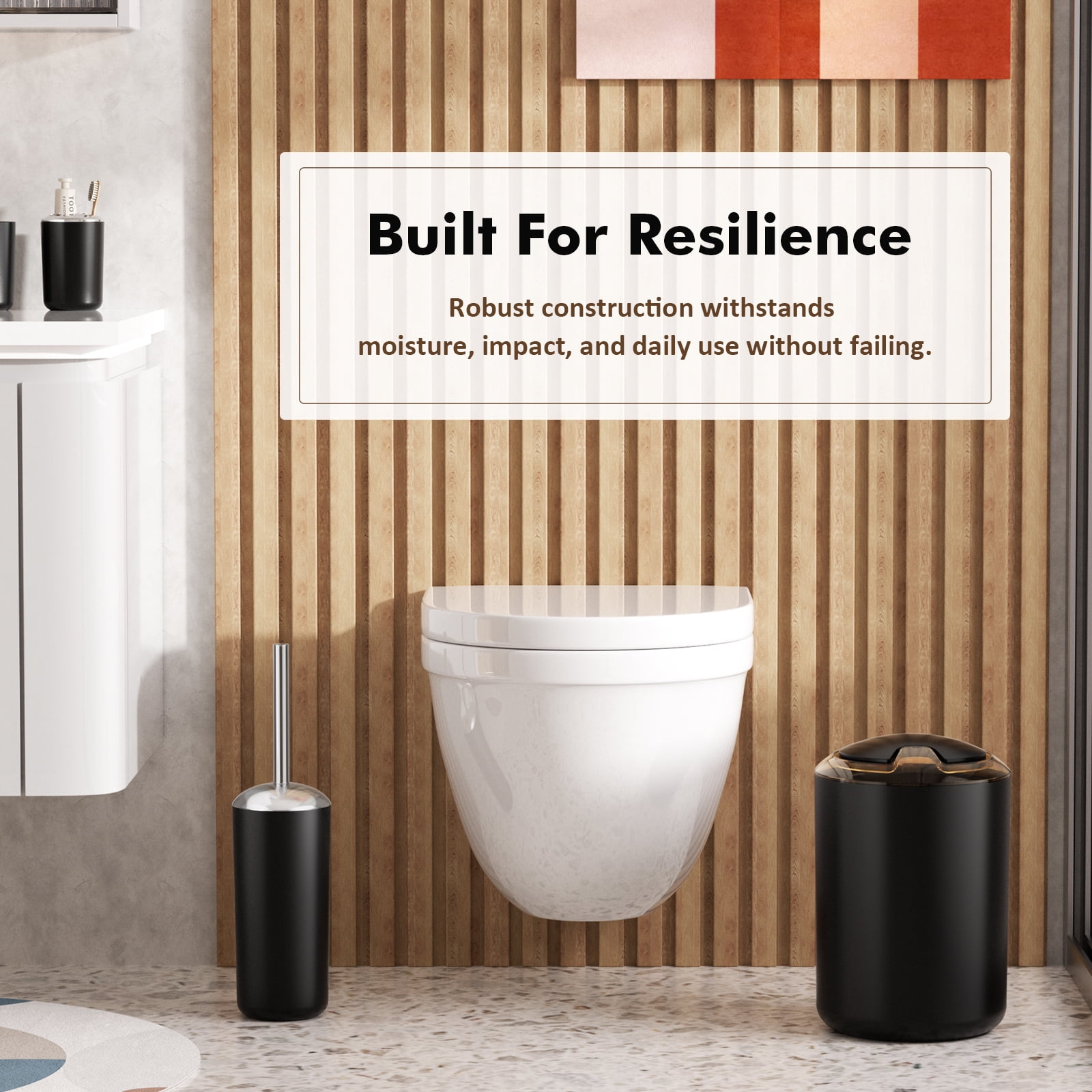 Yeabett 8 Pieces Bathroom Accessory Set, Bath Sets with Trash Can, Soap Dispenser and Toothbrush Holder, Soap Dish,Toilet Brush Holder for Home Washing Room