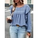 thumbnail image 2 of Blusas de mujer túnicas ropa de calle camisa de cuello redondo blusa, 2 of 7
