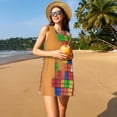 thumbnail image 3 of Balery Colorful Building Blocks A Vestidos de verano para mujer con estampado: vestido holgado sin mangas, vestido playero informal y cómodo para días calurosos., 3 of 7