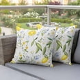 thumbnail image 4 of Summer Lemon Pillow Covers 2 Pack with Green Leaf Blue Flowers Botanical Farm Pillowcase Waterproof Outdoor Throw Pillow Cover for Patio Garden Square Cushion 20”x20”, 4 of 9