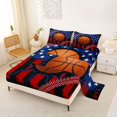 thumbnail image 2 of Manfei Basketball Sports Queen Sheets,Retro American Flag Queen Sheet Sets,Black Red Stripes Decor,4 Pieces,1 Flat Sheet, 1 Fitted Sheet and 2 Pillowcases, 2 of 6