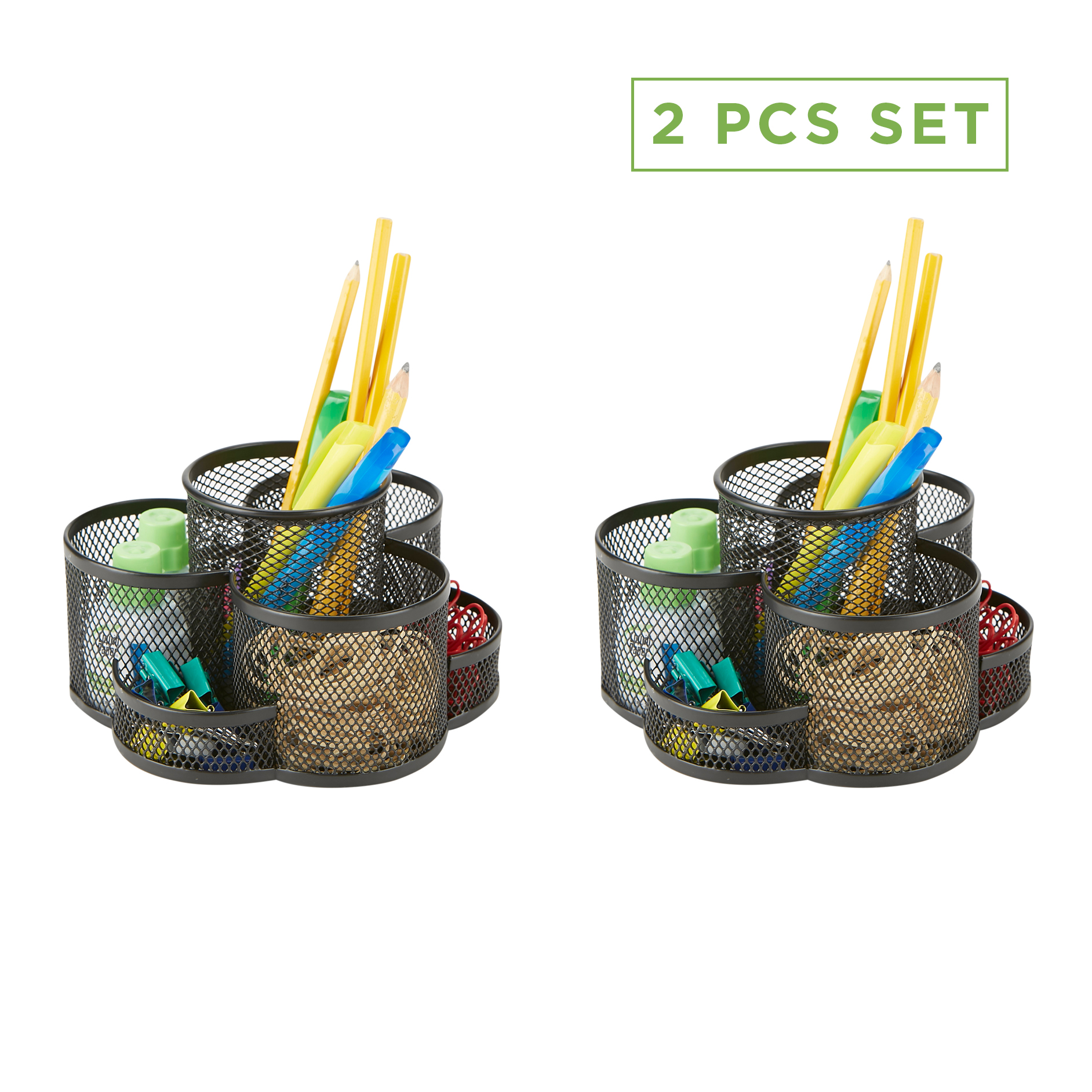 Mind Reader 2 Piece Rotating Desk Supply Organizer, 360 Pencil Supply Storage, Black Walmart