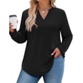 thumbnail image 6 of Zeagoo Womens Plus Size Long Sleeve Tops V Neck Plaid Roll Up Shirts Basic Casual Work Blouses, 6 of 6