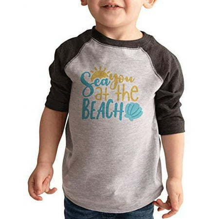 

7 ate 9 Apparel Kids Funny Sea You at The Beach Grey Shirt