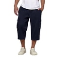 thumbnail image 3 of ADSSDQ Long Cargo Shorts for Men Summer Lightweight Below The Knee Shorts Casual Baggy Sweat Shorts with Pockets 3/4 Pants Sweat Shorts Navy M, 3 of 8