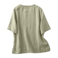 thumbnail image 5 of qelini T-shirts for Women with Round Neck School Season Solid Color Cotton Linen Short Sleeved Loose Casual Daily Wearing Basic Tops Juniors Summer Comfortable 1Pack Green M, 5 of 9
