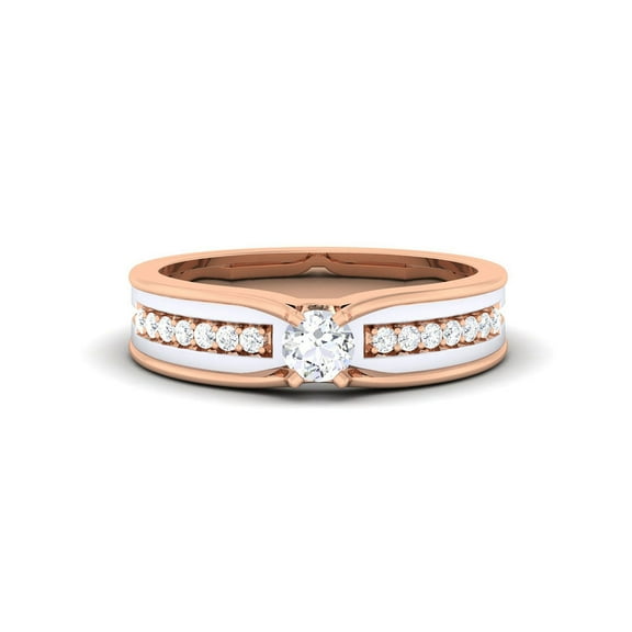 Sterling Silver Luxury Central Round Cut Moissanite Rose Gold Ring Women