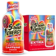 5-hour ENERGY Extra Strength Shots, Fruity Rainbow Flavor, 1.93 fl oz, Pack of 4