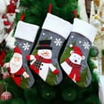 thumbnail image 4 of 3PCS Christmas Stockings for Family Kids Santa Snowman Bear Large Stockings Christmas Decorations for Xmas Fireplace Holiday Party, 4 of 5
