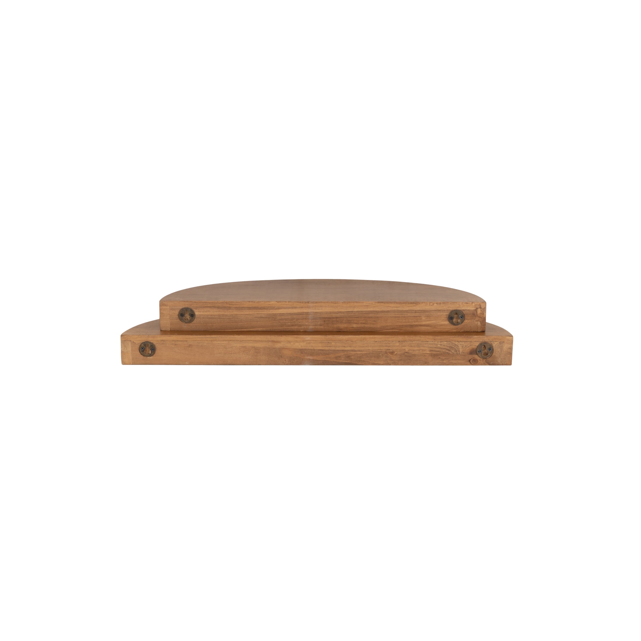 DecMode 24", 20"W Beaded 2-Tier Brown Wall Shelf with Natural Wood Grains (2 Count)