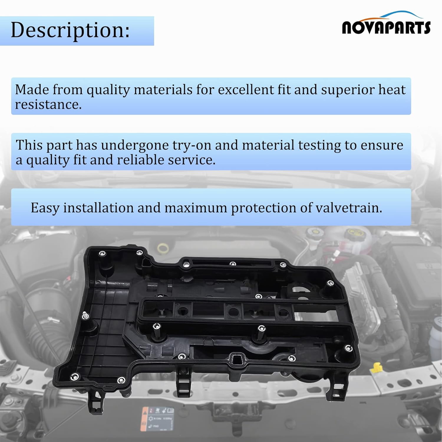 Engine Valve Cover with Gaskets & Bolts & Oil Filler Cap Set for 2011-2021 Chevrolet Chevy Cruze Sonic Volt Trax Buick Encore Cadillac ELR 1.4L 264-968 25203036 25198874 55573746 25198498
