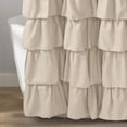 thumbnail image 2 of Farmhouse Shower Curtains Black and White Buffalo Plaid Pattern Fabric with Buttons & Brown Ruffles 72"x72", 2 of 6