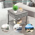 thumbnail image 2 of Outdoor End Table Rattan Square,Espresso for Small Spaces,Wood Bedside Table for Living Room,Bedroom, 2 of 8