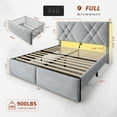 thumbnail image 6 of EnHomee Full Size Bed Frame with 2 Drawers &  Storage Platform Upholstered Bed Frame  with Headboard & LED Lights & Charge Station, Gray, 6 of 8