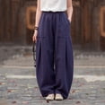 thumbnail image 4 of EaskTriop Womens Summer Casual Beach Pants High Waist Wide Leg Trousers Baggy Comfy Pants with Pockets Lightweight Lounge Palazzo Pants, 4 of 6