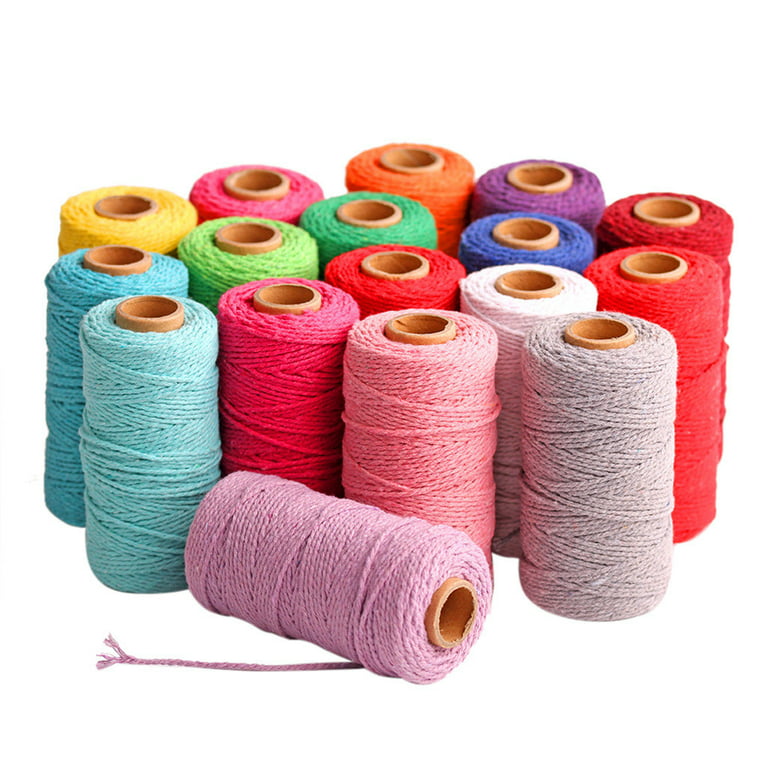 100M/Roll 2mm Macrame Cord Cotton Rope Colorful DIY Crafts Braided