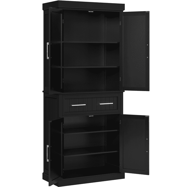 Easyfashion Freestanding 72.5 Pantry Cabinet with Doors and