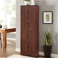 thumbnail image 2 of JERFIT 72.4" Tall Freestanding Storage Cabinet with 8 Doors, 4 Shelves Organizer for Small Spaces, Walnut Finish MDF Floor Mount Closet, 2 of 9
