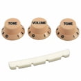 thumbnail image 1 of 4 Pcs Accessories: 3Pcs 1 Volume and 2 Tone Guitar Control Knobs for & 1Pcs Slotted Curved Bone Bass Nut, 1 of 10