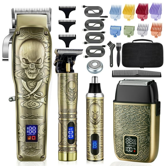 Roziapro Barber Clippers Set, Rechargeable Shaver for Men, Cordless Trimmers for Hair, Body & Nose